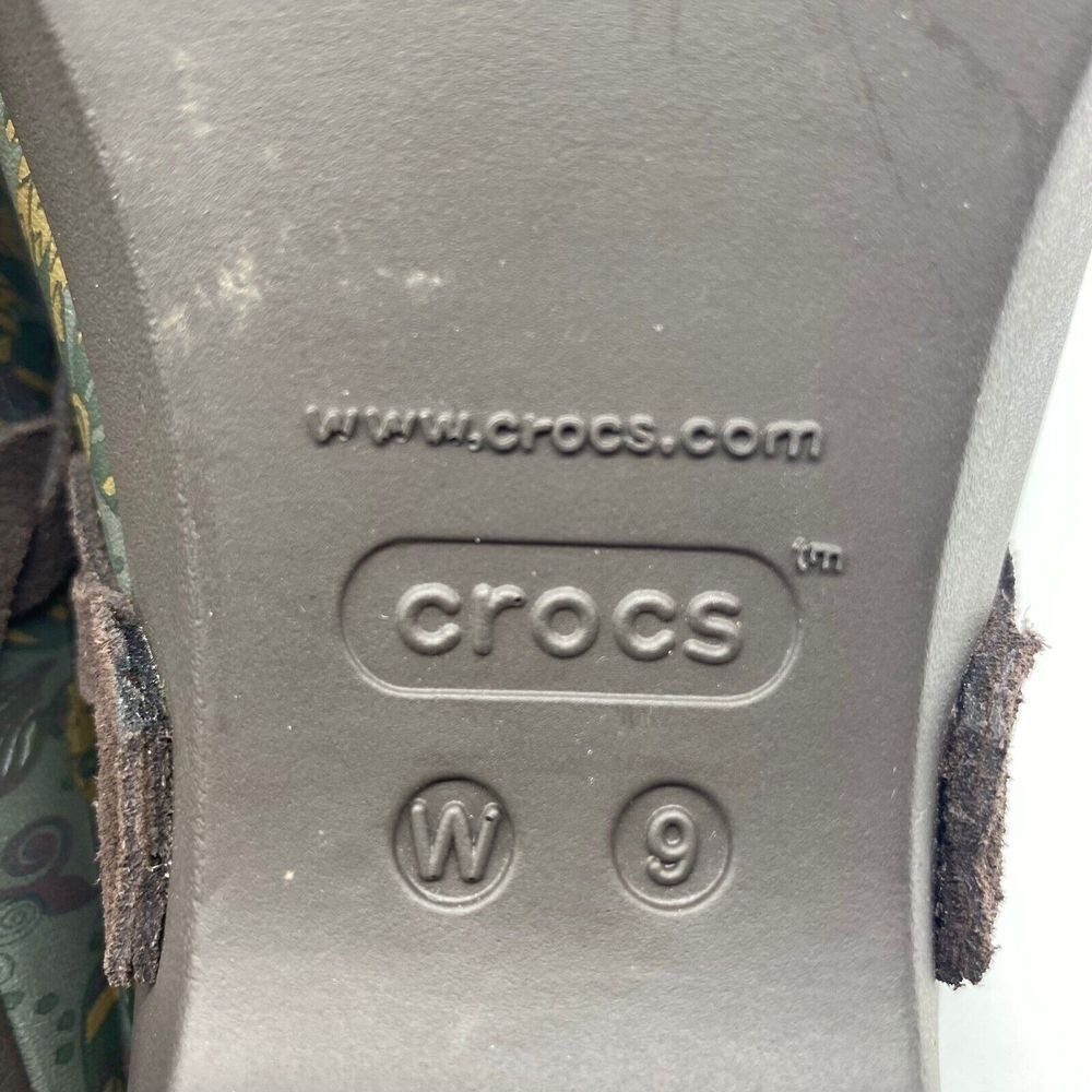 CROCS Sarah Graphic Floral Green / Brown Womens US‎ 9 Dual Comfort Clog EUC - Picture 2 of 9